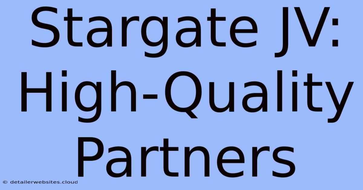 Stargate JV: High-Quality Partners